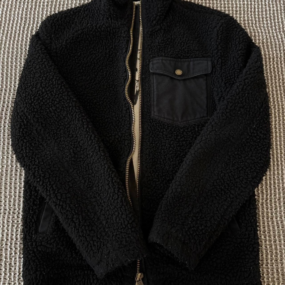 Pendleton River Rock Sherpa Fleece Full Zip Jacket Mens Small Black Western